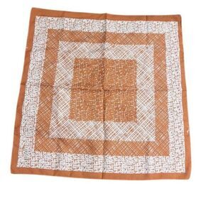 Vintage Orange & White Square Gavroche Scarf Pocket Square Bandana Cotton